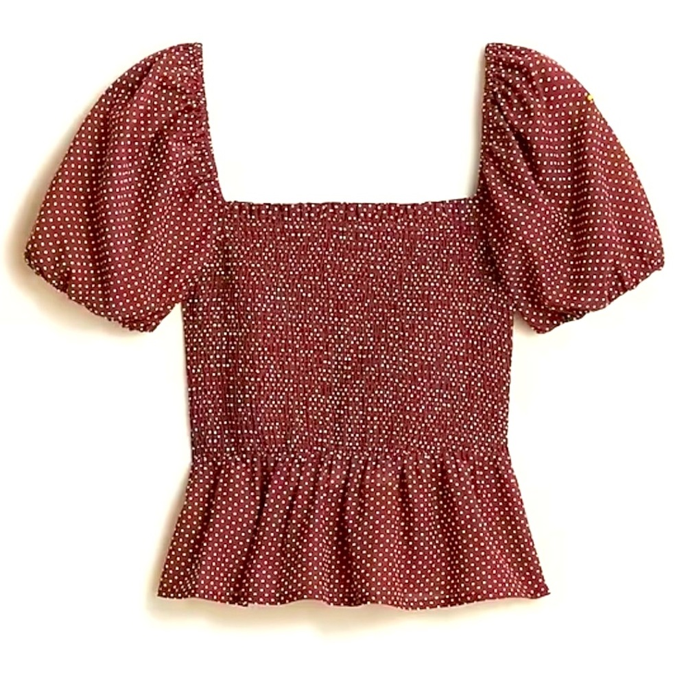 {J. Crew} Squareneck smocked cotton voile top